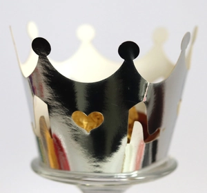 Laser Cut Hollow Pearlescent Paper Cupcake Wrapper Crown Shape Birthday Wedding Party Dessert Table Decorative Cake Decor