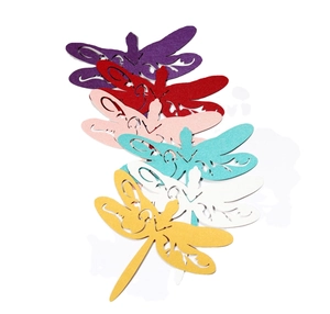 Set of 6 hollow dragonfly place cards in assorted colors for wedding table decoration