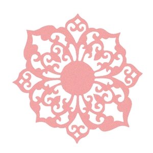 Pink laser-cut mandala paper cup card with elegant lace hollow patterns for wedding decor