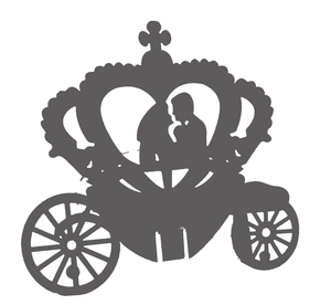 Silhouette de carrosse découpée au laser avec cœur pour décoration de mariage chic
