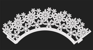 Detailed laser-cut white snowflake cupcake wrapper for Christmas and wedding party decor