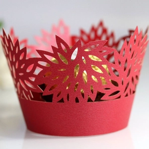Cupcake Wrappers Laser Cut Pearlescent Paper Filigree Flower Lace Liner For Wedding Birthday Party Cake Decoration