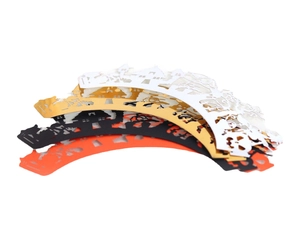 Halloween witch castle laser cut cupcake wrappers in black, gold, orange and white