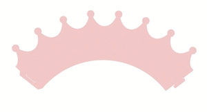 Detailed view of pink glitter crown cupcake wrappers with laser cut slot design