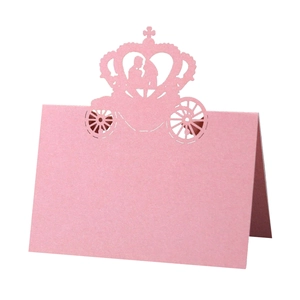 Wedding Place Cards Laser Cut Hollow Crown Pumpkin Carriage Pearlescent Paper Table Seat Name Cards Party Banquet Decor
