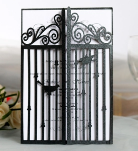 Invitations de Mariage Découpées au Laser Style Porte Européenne Papier Perlé Cartes Avec Nœud pour Mariage Anniversaire Fête