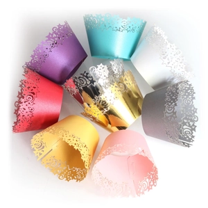Star pattern laser cut cupcake wrappers in multiple vibrant colors for baking decoration