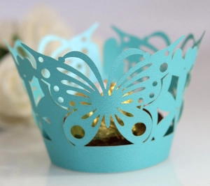 Laser Cut Hollow Butterfly Artificial Pearl Paper Cupcake Wrappers For Wedding Birthday Party Dessert Decoration Cake Decor Liners