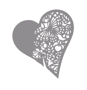 Laser cut heart shaped place card with elegant butterfly and floral hollow pattern