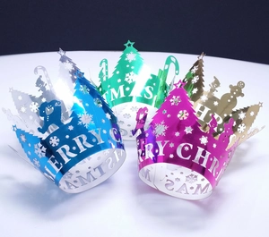 Mirror cardstock Christmas crowns with reindeer and snowflake cutout designs