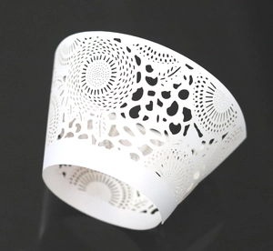 Cupcake Wrappers Pearlescent Paper Cardstock Laser Cut Hollow Flower Pattern Decorative Wedding Birthday Party Elegant