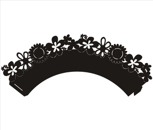 Black sunflower laser cut cupcake wrappers with intricate floral lace pattern