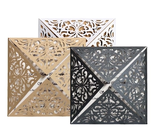 Laser Cut Hollow Artificial Pearl Paper Invitation Card For Wedding Party Banquet Ceremony Event Elegant European Style Floral Greeting