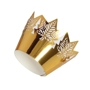 Golden maple leaf hollow cupcake liners for Thanksgiving party table decoration