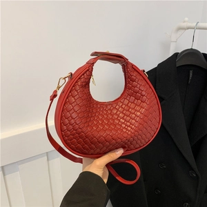 Borsa a Mezzaluna Intrecciata Retro da Donna Borsa a Spalla Hobo Minimalista in Pelle PU Tracolla Con Cinturino Rimovibile
