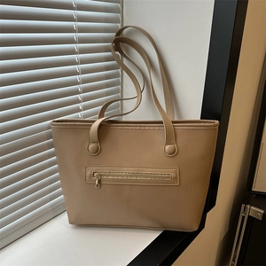 Large Capacity Women Tote Bag Urban Minimalist PU Leather Shoulder Bag With Zipper Fashion Daily Commuting Bag For Women