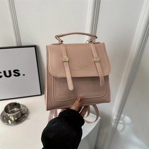 Damen Retro PU Leder Mini Rucksack Preppy Stil Klappe Handtasche Multi-Way Umhängetasche Pendeln Kleine Quadratische Tasche
