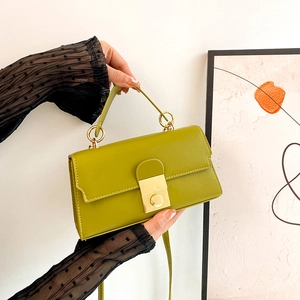 Women Urban Minimalist PU Leather Small Square Bag Fashion Solid Color Shoulder Crossbody Handbag With Lock Closure