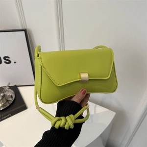 Vintage Minimalist PU Leather Shoulder Bag For Women Fashion Knot Strap Flap Bag Gold Lock Buckle Elegant Underarm Bag