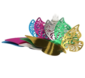 Stickers muraux papillon 3D évidés au laser avec finitions métalliques pour la décoration
