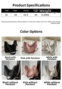 Detailed size specifications for the PU leather crescent crossbody bag with dimensions shown
