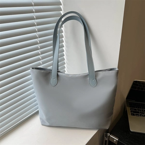 Large Capacity Simple Solid Color Nylon Oxford Tote Bag For Women Casual Daily Shoulder Handbag Office Work Travel Bag