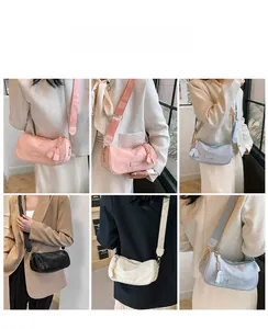 Collage of models wearing the solid color cylinder crossbody bags in five diverse colors