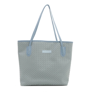 Grand sac cabas tressé bleu-gris avec bandoulières pour les trajets quotidiens