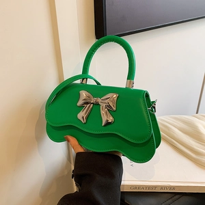 Sac à Bandoulière Femme Bord Festonné Nœud Papillon Similicuir Sac à Main Tendance Mode Urbaine Minimaliste Quotidien