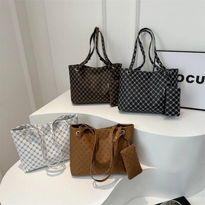 Vintage Women Handbag And Crossbody Bag And Coin Purse PU Leather Monogram Print Geometric Pattern Stylish Daily Tote