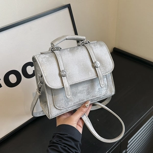 Vintage PU Leather Crossbody Bag For Women Stylish Flap Satchel Handbag With Top Handle Minimalist Single Shoulder Backpack