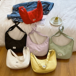 Waterproof nylon half-moon crossbody bag set in six colors with adjustable straps