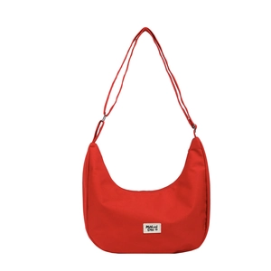 Waterproof nylon red crescent dumpling crossbody bag with adjustable shoulder strap