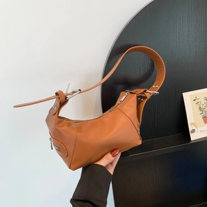 Women Large Capacity PU Leather Hobo Shoulder Bag Cool Spicy Style Underarm Bag Y2K Street Trend Casual Square Tote Bag