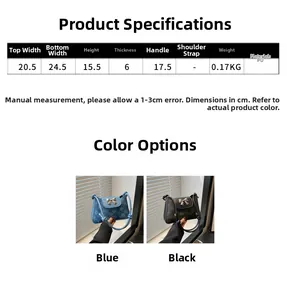 Detailed size chart for the quilted PU leather underarm bag with metal bow detail
