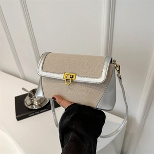 French Vintage Stitching PU Leather Shoulder Bag For Women New Fashion Baguette Handbag Urban Minimalist Square Underarm Bag