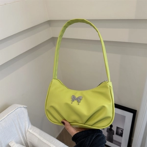 Women Butterfly Decor PU Leather Underarm Bag Fashion Pleated Shoulder Bag Simple Hobo Handbag For Summer Daily Commuting