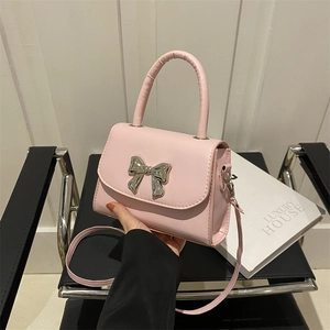 Bowknot PU Leather Shoulder Bag For Women Fashion Mini Square Crossbody Handbag Summer Casual Ladies Daily Small Purse