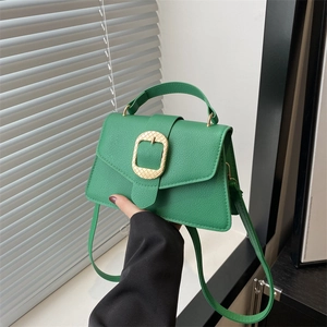 Women Vintage PU Leather Shoulder Bag Litchi Grain Small Square Bag Fashion Crossbody Handbag With Gold Metal Buckle Daily Purse
