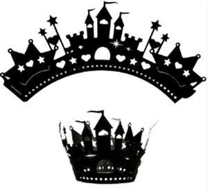 Intricate black laser-cut Halloween cupcake wrappers with spooky castle and star patterns
