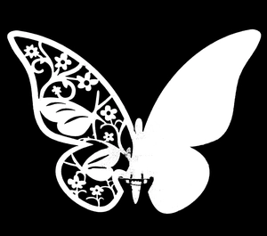 Elegant white laser-cut butterfly place cards for wedding party glass decoration