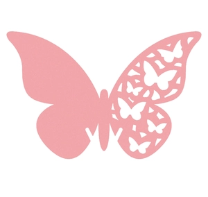 Marque-places papillon 3D roses avec motif évidé pour décor de verre de mariage