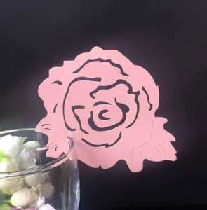 Segnaposti per Bicchieri da Vino a Forma di Rosa Tagliati al Laser Eleganti Decorazioni in Carta Perla Artificialta per Banchetti di Nozze Feste