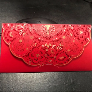 Laser Cut Red Envelopes Artificial Pearl Paper Hollow Floral Bronzing Money Envelopes For Wedding Celebration New Year Party Gift Wrap
