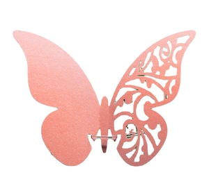 Elegant 3D butterfly wall sticker and card decoration in pearlescent pink with laser cutout