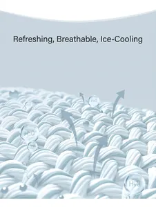 Macro detail of breathable light blue cooling fabric for summer yoga vests