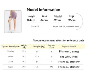 Guida dettagliata alle taglie e rapporto vestibilità per pantaloncini sportivi yoga viola a vita alta