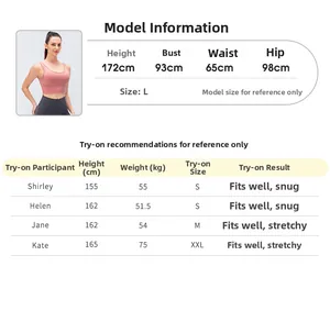 Guide des tailles pour brassière de sport de yoga avec mesures du modèle et conseils