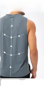 Macro shot of breathable mesh fabric and 3D tailored stitching on a men's sports vest