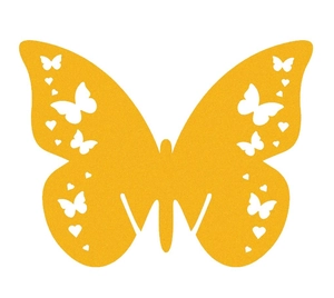 Bright yellow butterfly-shaped laser-cut decorative place card for wedding party decor
